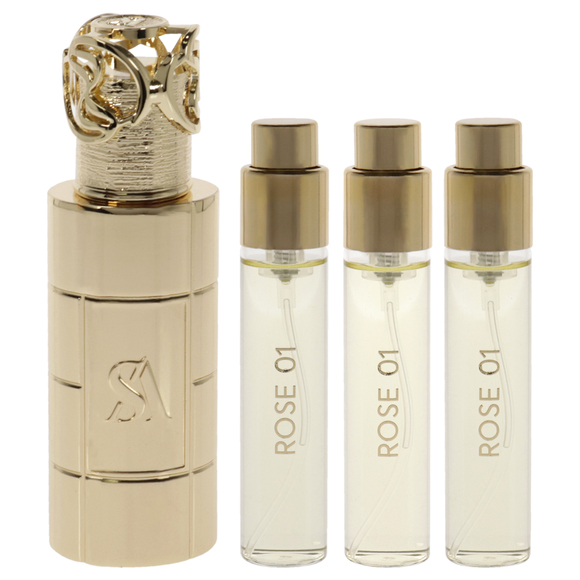 Rose 01 by Swiss Arabian 4 Pc Mini Gift Set 3 x 10ml Perfume Spray, 1 Metal Case - Picture 2 of 6